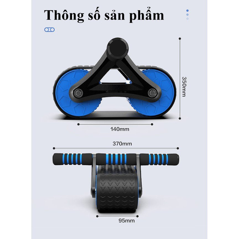 Con Lăn AB Tập Cơ Bụng 2 bánh to Cao Cấp Sử Dụng Công Nghệ Mới Có Phanh Lò Xo Trợ Lực + Kèm Thảm Lót
