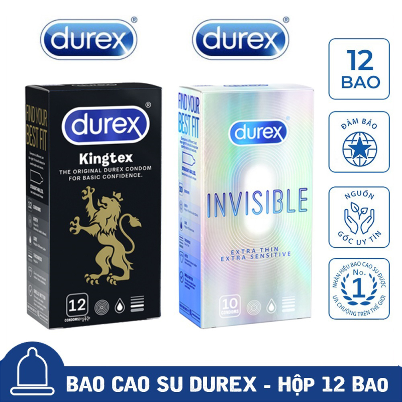 [Mua 1 tặng 1] Bao Cao Su Durex Kingtex size cỡ nhỏ + Durex Invisible Extra Thin cực siêu mỏng  CHE TÊN SẢN PHẨM nhập khẩu