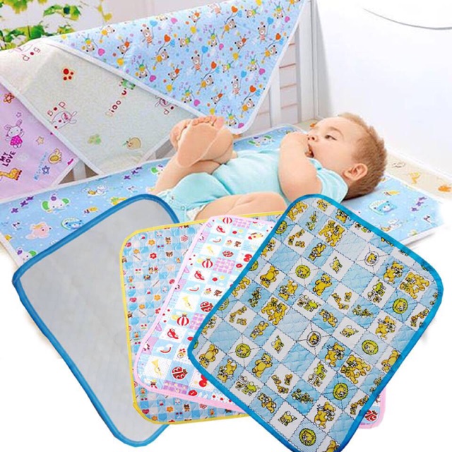 Set 3 Tấm Lót Chống Thấm Cao Su Loại Lớn 2 lớp Loại Lớn Bền Đẹp (50cm x 60cm), Chiếu lót thay tả cho bé-Tấm lót nôi cũi, Chiếu lót nhựa To