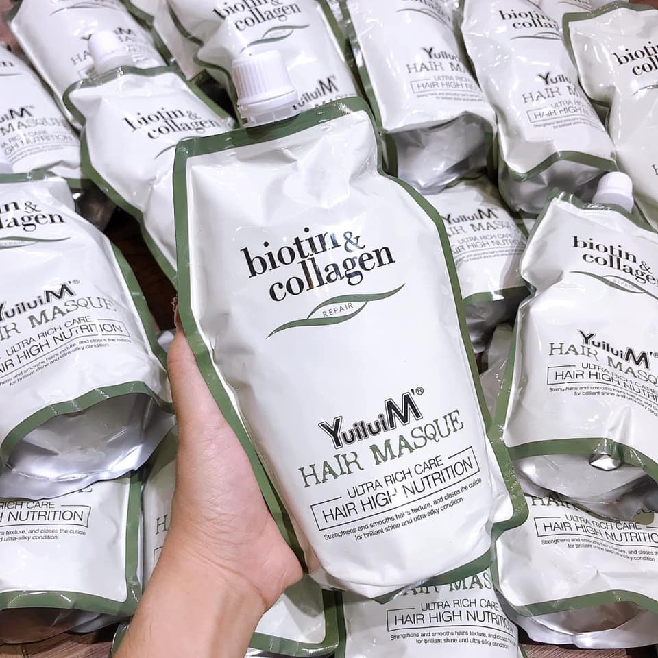 Hấp dầu biotin collagen yuiluim siêu mềm mượt tóc 500ml