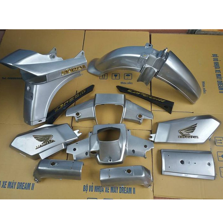 [TẶNG TEM] Dàn áo xe DreamII, nhựa ABS nguyên sinh màu BẠC - có THÊM quà tặng BỘ TEM chống phai màu.