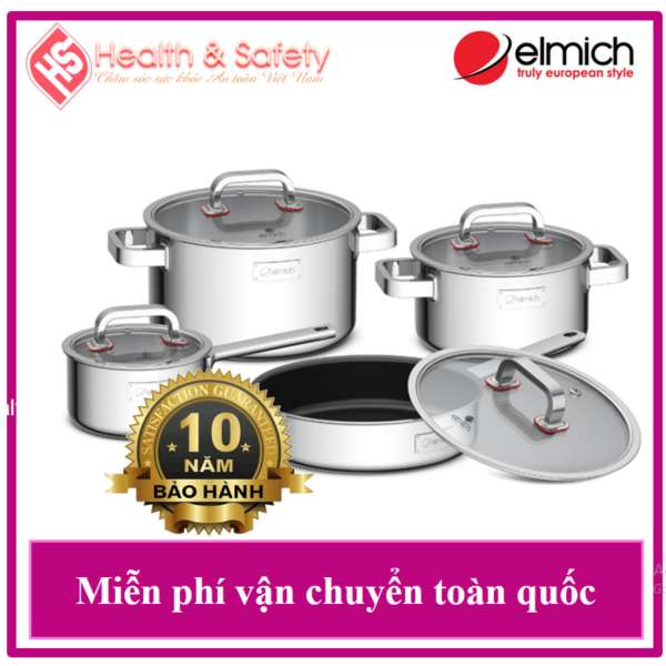 Bộ Nồi Chảo Sang Trọng 3 Lớp Liền Đáy Elmich Diamond ELMICH DIAMOND Size 16CM, 20CM, 24CM, 26CM - EL3329 Bảo Hành 10 Năm