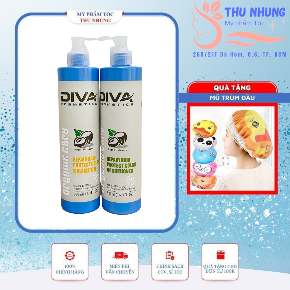 [+Tặng mũ trùm][HCM]Bộ Dầu Gội Xả DIVA phục hồi và giữ màu 500ML