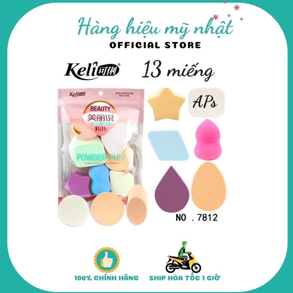 Set 13 bông mút trang điểm Keli