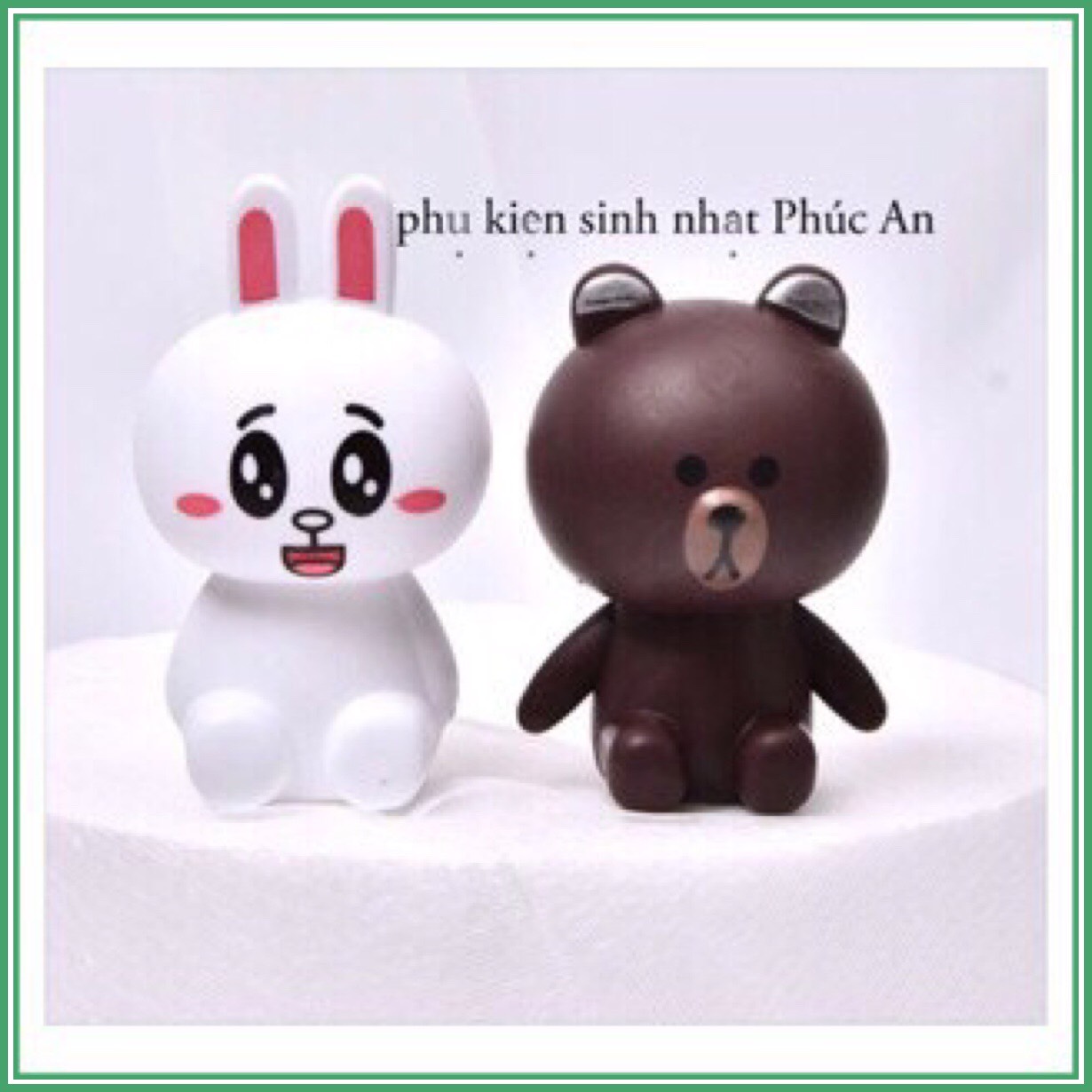 Cặp gấu nâu thỏ trắng mini dễ thương trang trí hpbd