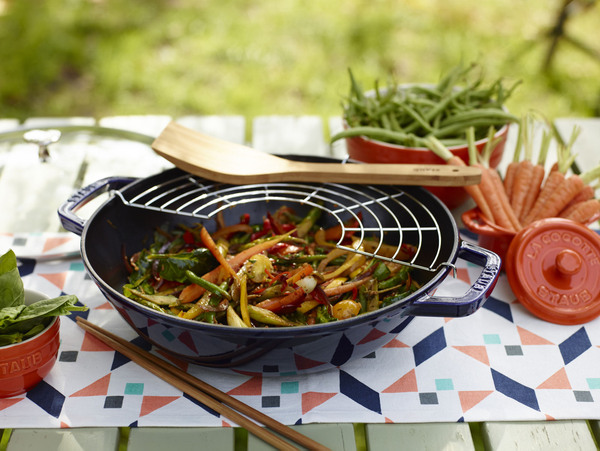 Staub - Chảo wok - 29cm Đỏ/ Xanh Đen