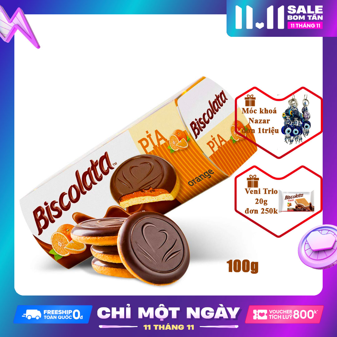 Bánh Socola nhân mứt cam Biscolata Pia 100g