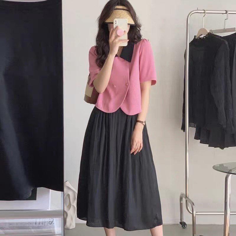 B1002- Áo Sơ mi kiểu phối cổ tay ngắn