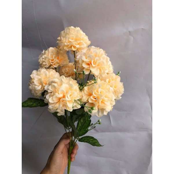 Hoa Cúc Tổ Ong 9 Bông, Thược Dược Lụa Cao cấp 045