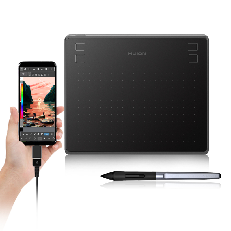 Huion HS64 Digital Graphics Tablets OSU! Drawing Tablet with 8192 Battery-Free Stylus and 4 Express Keys Ideal Use for Distance Education and Wed Conference