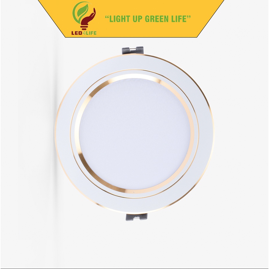 Đèn LED Downlight âm trần Rạng Đông AT10 đổi màu (Viền Vàng-bạc)
