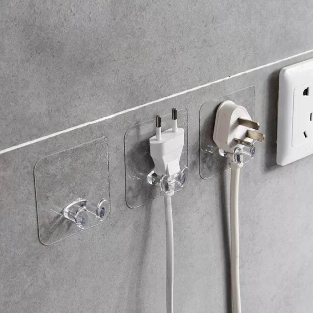 Móc dán tường trao phích cắm điện trong suốt