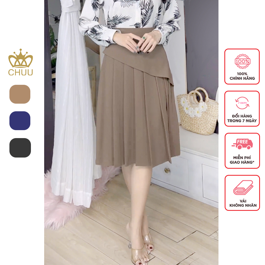 Chân váy công sở nữ kiểu xếp li peplum CHUU CV8003
