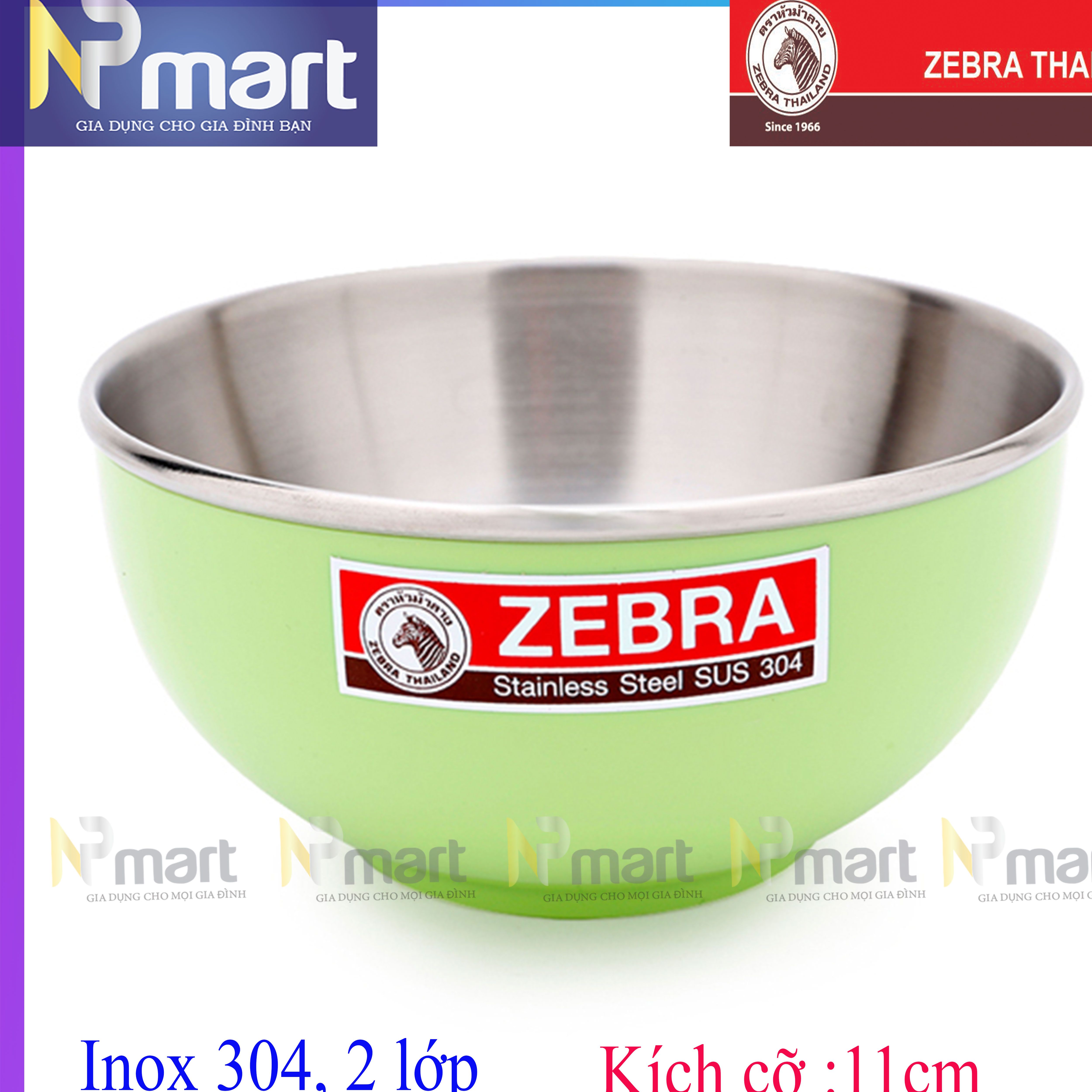 CHÉN INOX ZEBRA HAI LỚP 11CM - 124002