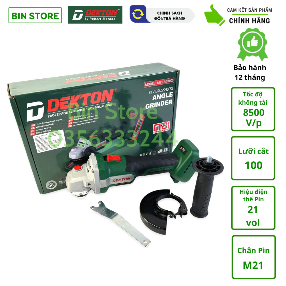 Thân máy mài góc / máy cắt pin dekton m21-ag100s chân pin phổ thông