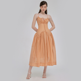DEAR JOSÉ - Đầm dài kiểu nữ hai dây Marylin vải organza cam đào thumbnail