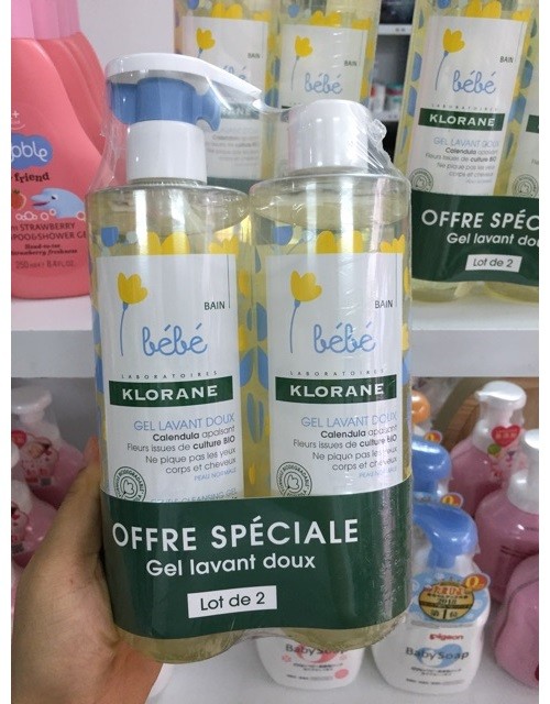 Set 2 Chai Sữa Tắm Gội Em Bé Klorane Bebe - KLO2