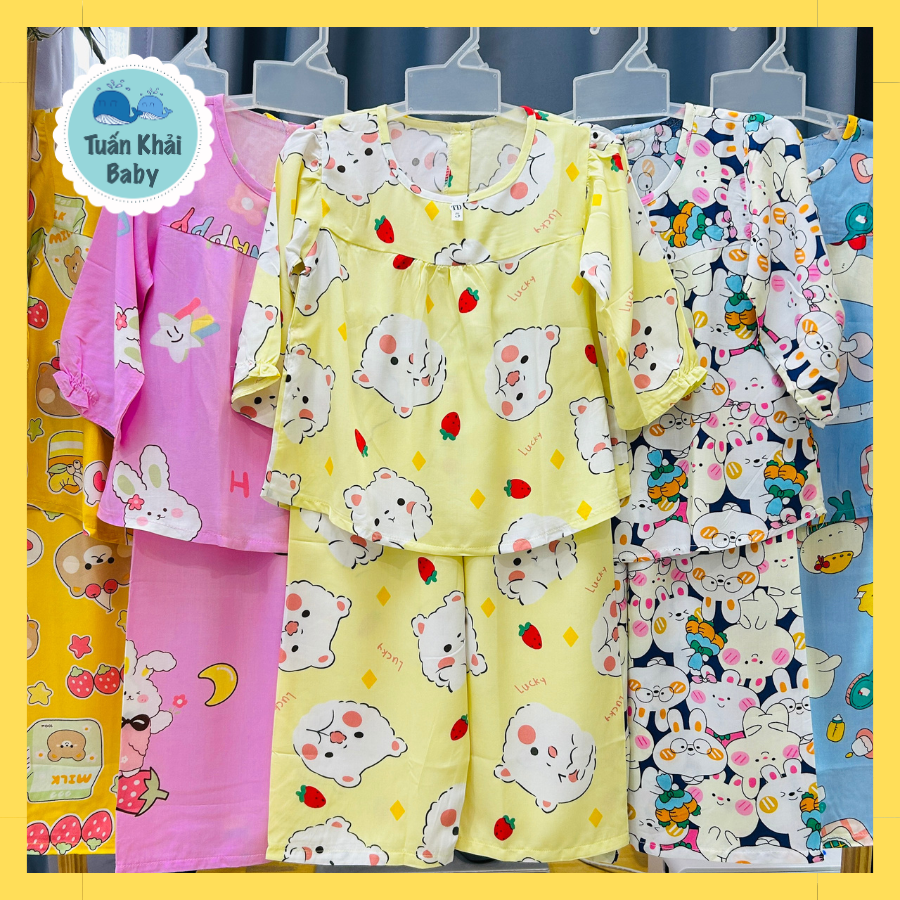 Túi 2 Bộ Quần Áo Tole Lanh Tay Dài Bé Gái - Size 1-14 cho bé 5-38kg -  Chất vải tole, lanh 2 da loại 1 mềm, mịn, mát cho bé gái- Đồ Tole Bé Gái -  Đồ bộ bé gái - quần áo trẻ em