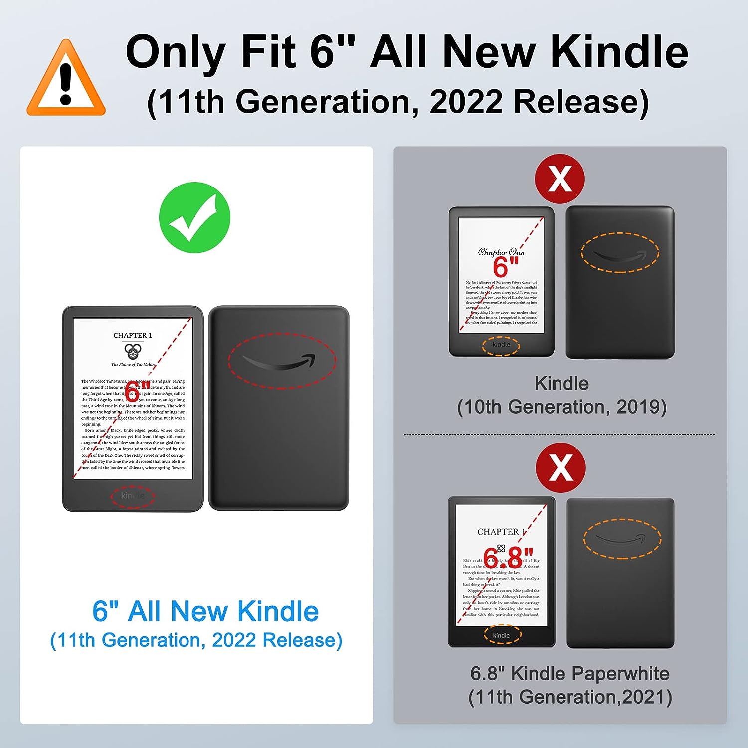 Bao Da Cover Kindle Basic 2022/Basic 2024 (Kindle 11th) Model C2V2L3, Case Trơn/Hoạ Tiết