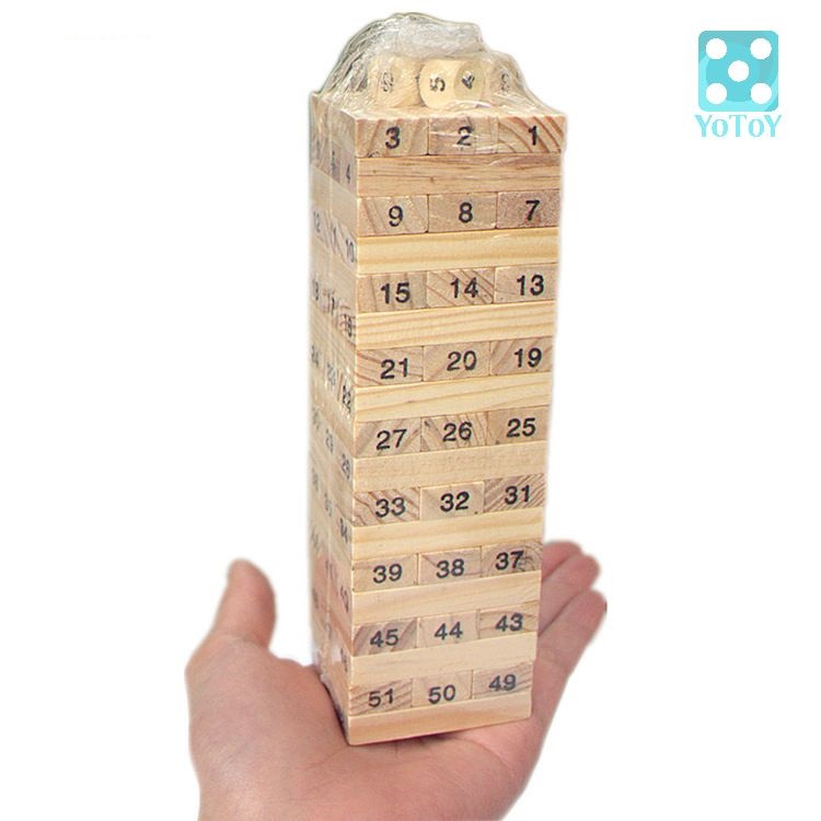 Bộ đồ chơi rút gỗ số 54 thanh - 48 thanh (kèm 4 xúc xắc)