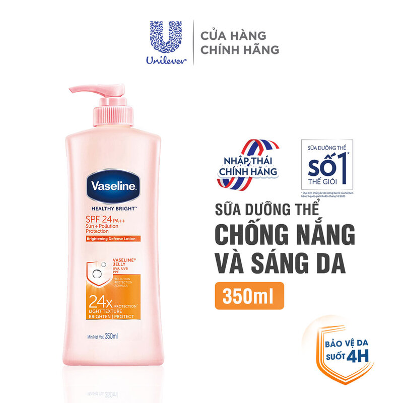 Sữa dưỡng thể chống nắng và sáng da spf24 pa++ vaseline 24x 350ml - 8851932287630