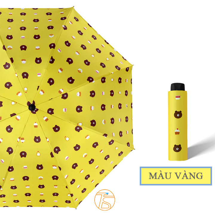Dù gấp gọn mini chống tia uv, tia cực tím nhiều màu hình gấu - Dù che mưa che nắng ngoài trời - Ô dù cute cho nữ nhân viên văn phòng, học sinh, sinh viên