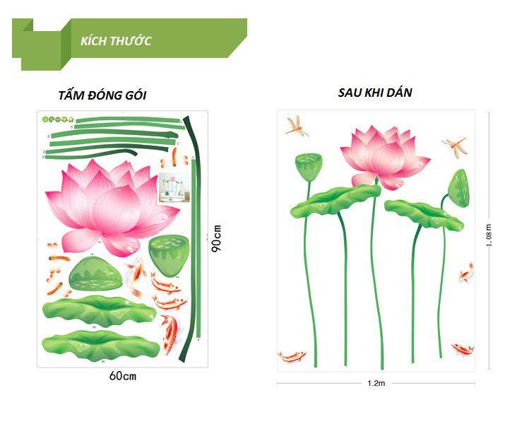 [HCM]DECAL DÁN TƯỜNG ĐẦM SEN TO VÀ SEN HỒNG