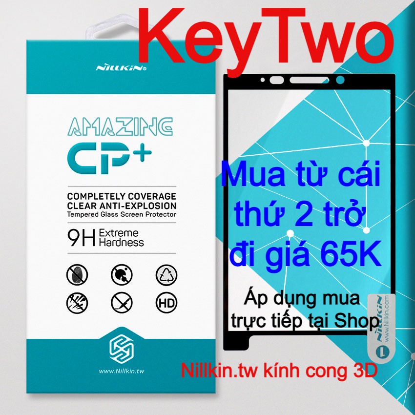 Kính cường lực cho Blackberry Key 2, Key Two hiệu Nillkin.tw keo viền cong 3D theo màn hình