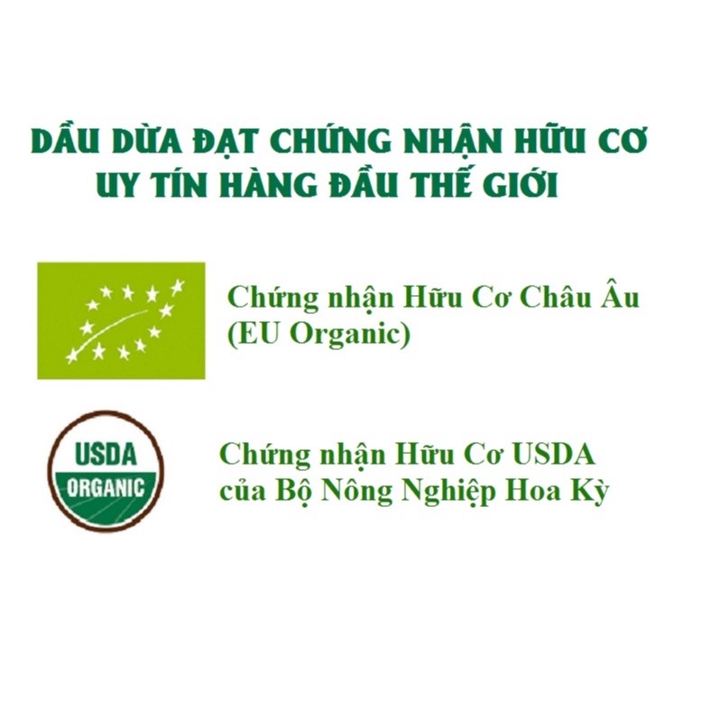 Dầu Dừa Tinh Khiết Organic Vietcoco chai 1 lít