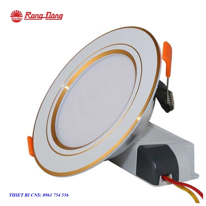 Đèn LED Âm trần Đổi màu Φ 115/90/7W Viền Vàng - Rạng đông