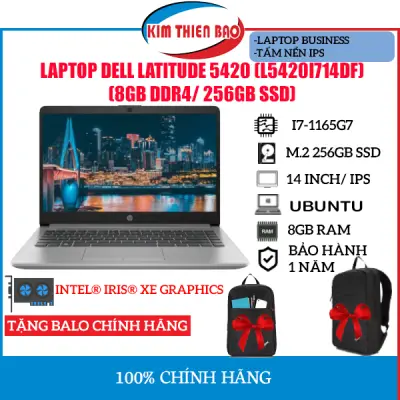 [TẶNG BALO LENOVO] Máy tính xách tay Dell Latitude 5420 (i7-1165G7/8GB/256GB) Cảm Ứng Vân Tay 1 Chạm (5420I714DF) (Chính hãng)