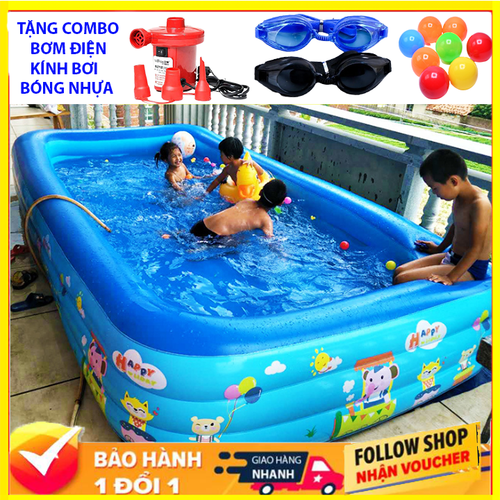 Bể Bơi Phao Trẻ Em 3 Tầng bể bơi cho bé 2m1cm x 140cm x 55cm và 1m5x1mx50cm