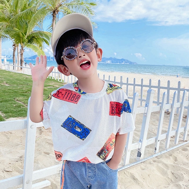 Áo Lưới Cộc Tay Bé Trai In Họa Tiết (N00709)