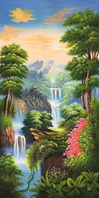 Tranh dán tường khổ dọc VTC Cảnh đẹp thiên nhiên UD0576 kim sa