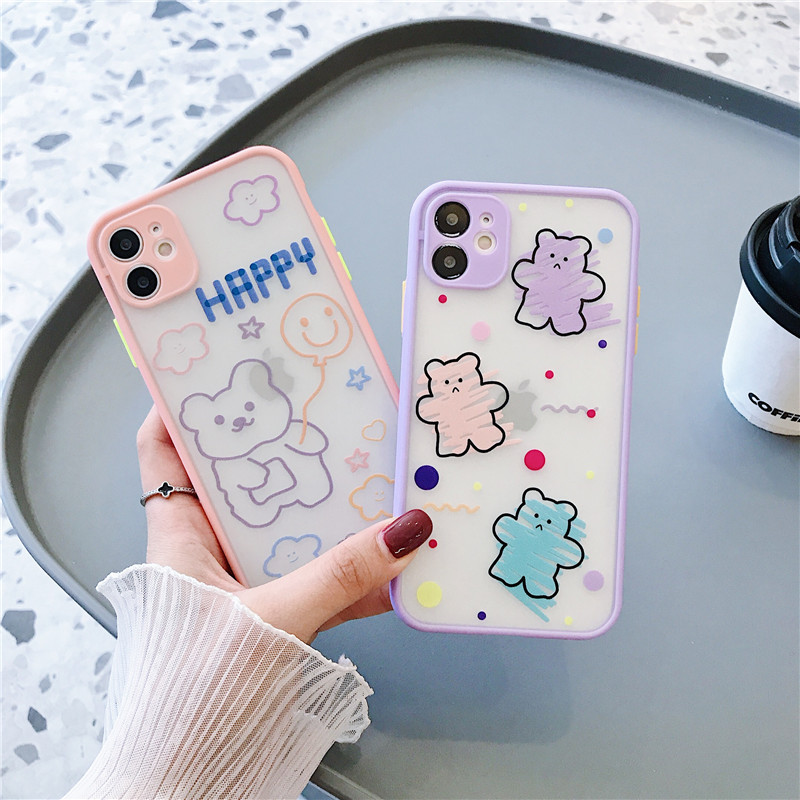 Ốp Lưng Nhám Chống Sock Va Đập Bảo Vệ Camera Happy Bear