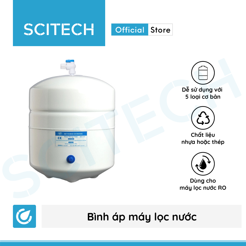 [HCM]Bình áp máy lọc nước (Bình áp nhựa hoặc bình áp thép dung tích 8L hoặc 10L) - Scitech Water