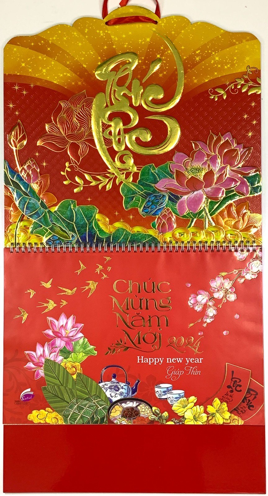 Lịch treo tường 2024 - lịch âm dương 12 tờ 30x40cm mỗi tháng là 1 tờ - lịch tết 2024 -giáp thìn