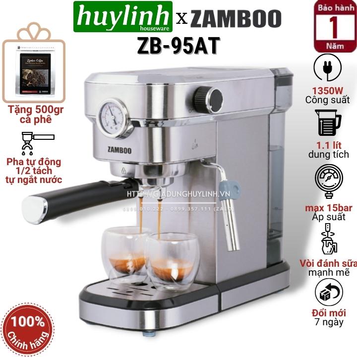 Máy pha cà phê zamboo zb-95at - tặng 500gr cafe - model 2021 - tự động ngắt nước