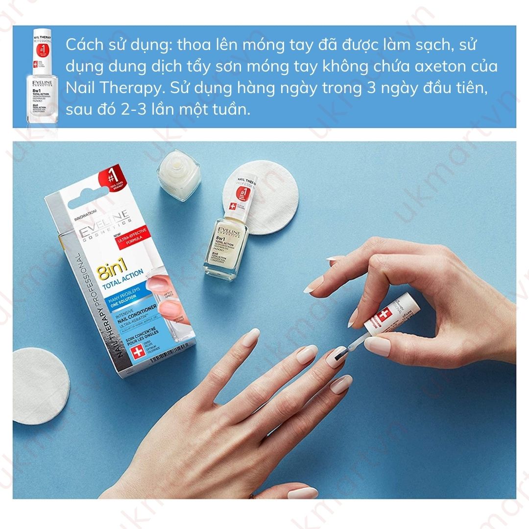 Sơn Dưỡng Móng Eveline 8w1 Total Action 12ml