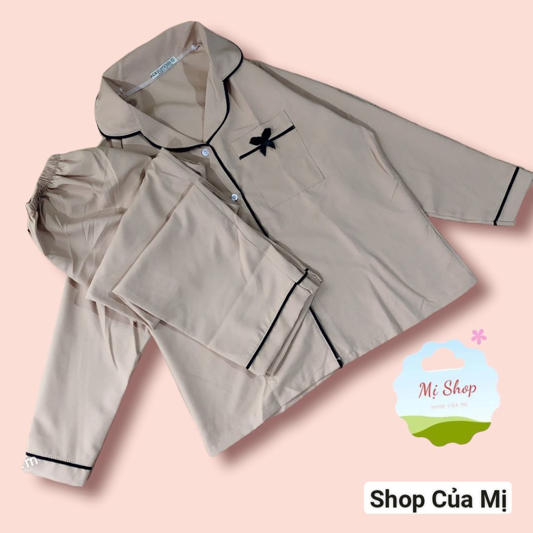 Đồ Bộ Nữ, Set Bộ Pijama Mặc Nhà Vải Phi Lụa Mờ ( Không bóng ) Nơ Túi dễ thương Q233
