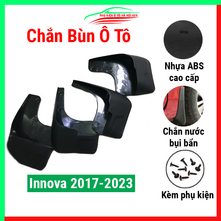 Bộ 4 tấm chắn bùn ô tô INNOVA 2017-2023 nhựa cao cấp, ốp chắn bùn xe hơi có kèm ốc gắn
