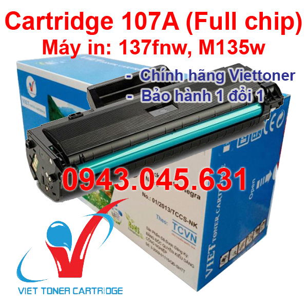 Hộp mực 107a (có chip) (Có VAT) dùng cho máy in HP Laser MFP 135a / 135w / 107a / 107w / 137fnw - Cartridge 107A / W1107A mới 100%
