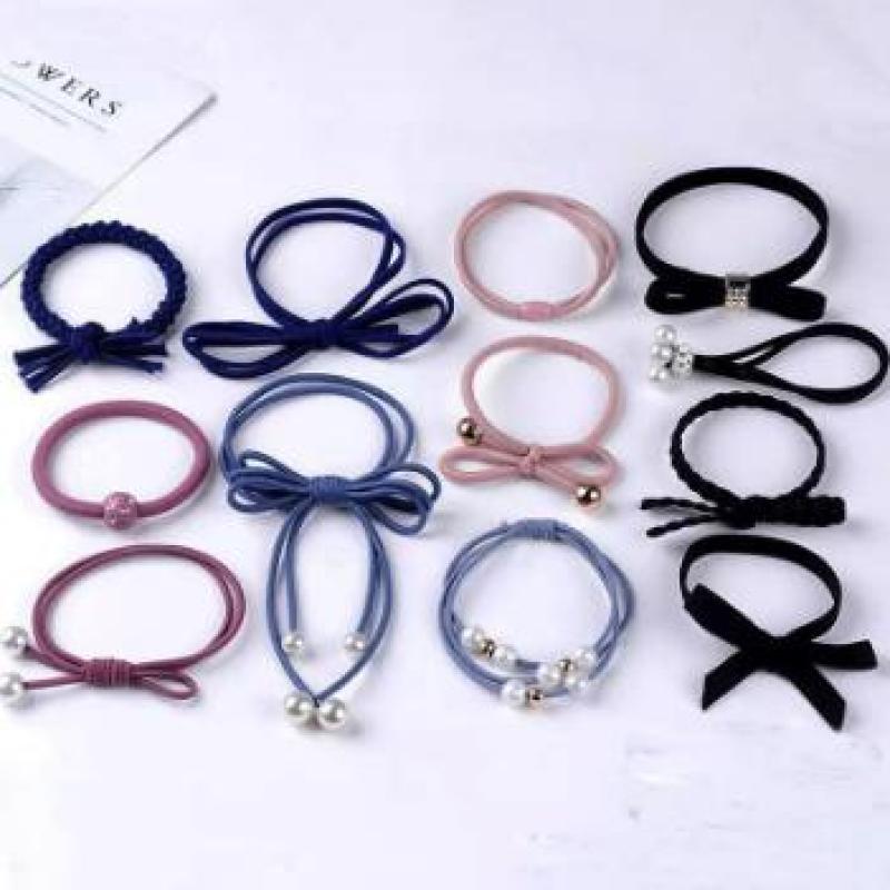 Set 12 dây buộc tóc Hàn Quốc-không hộp, dây cột tóc, thun cột tóc - phụ kiện tóc nữ sgr1651
