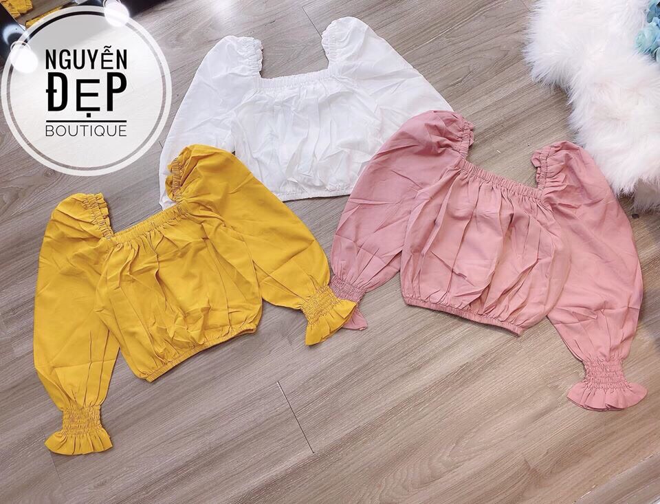 [HCM]ÁO KIỂU CỔ VUÔNG TAY TÚM KS