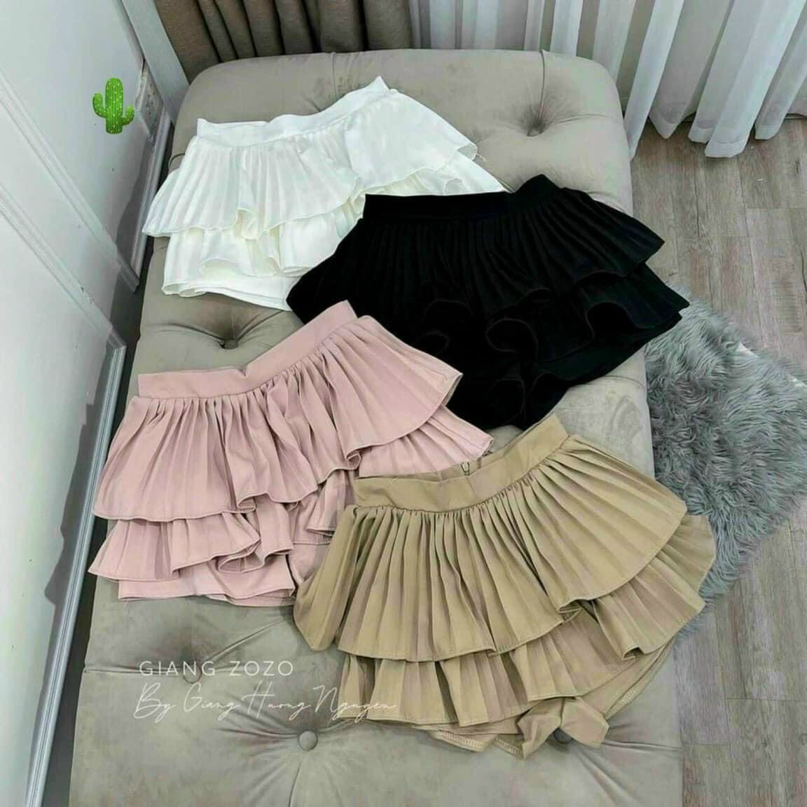 Chân váy xếp ly 2 tầng dáng xòe ngắn hotgirl, hàng siêu chất lượng