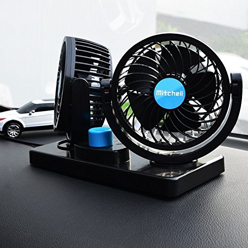 Quạt đôi mini cho xe ô tô 12V-24V - Quạt Mitchell (Loại lớn)
