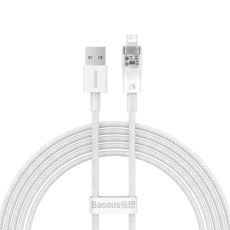 Cáp Sạc Baseus Explorer 2.4A USB to Ln | Chống Nóng An Toàn, Thiết Kế Trong Suốt