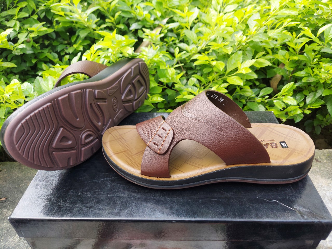 Dép xăng đan da bò mềm đế cao 4cm