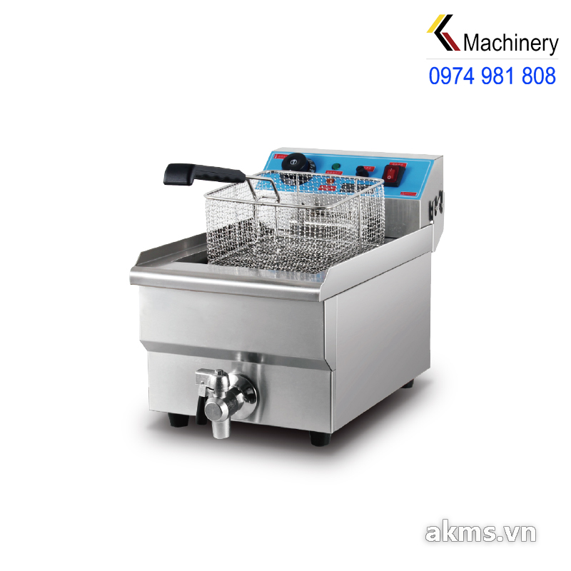 Bếp chiên nhúng điện đơn công nghiệp 10 lít, model ASQ-101V, công suất 3000W, nồi chiên có van xả