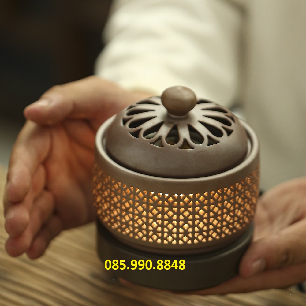 Lư xông trầm, lư đốt trầm điện điện có hẹn giờ chỉnh nhiệt gốm sứ cao cấp chịu nhiệt